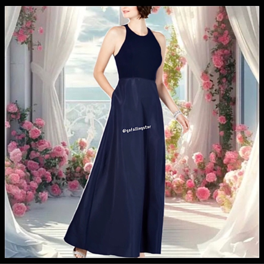 Adrianna Papell Open Back Mikado Formal Gown